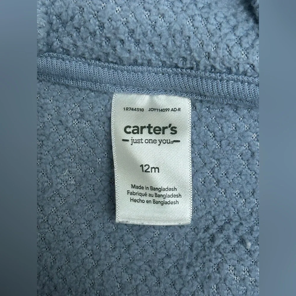 Carters 12 Months Light Blue Sweater Hooded Bear Ears (0245)